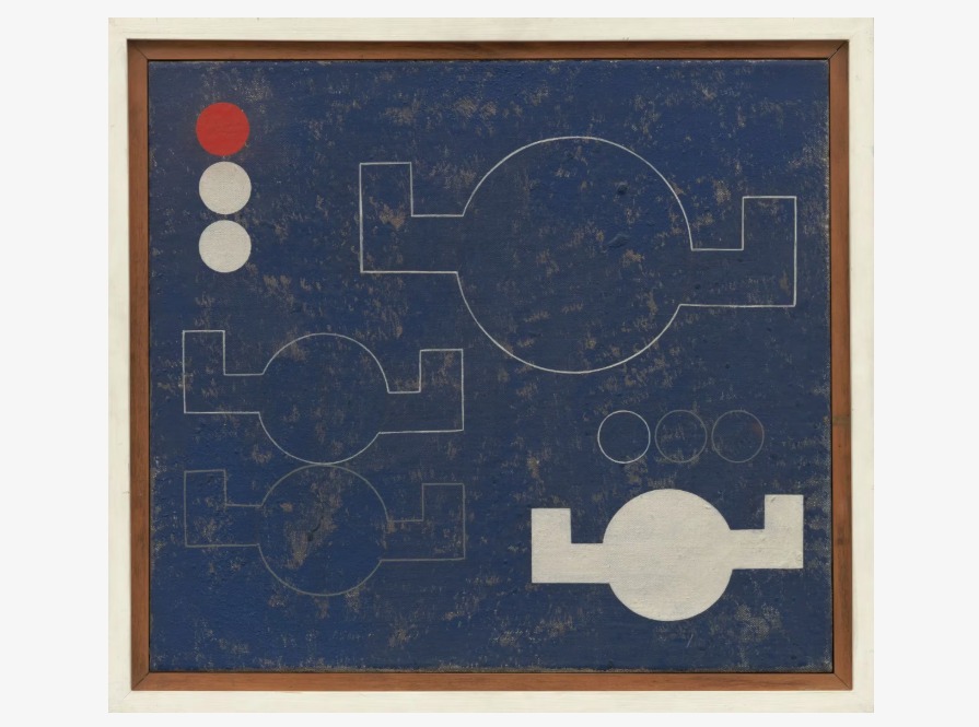 Sophie Taeuber-Arp. Kompozíció à cercles-à-bras angulaires en lignes et plans (Kompozíció szögletes karokkal vonalakban és síkokban), 1930