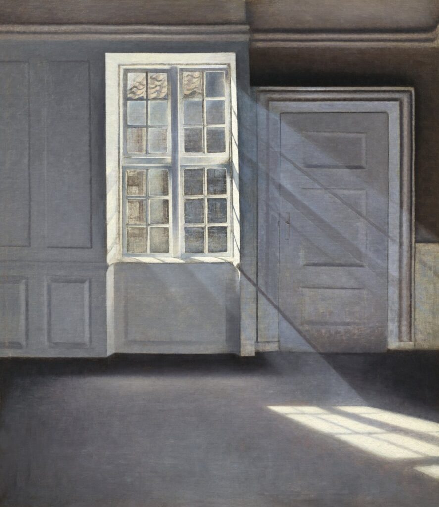 Vilhelm Hammershøi. Napsugarak vagy napsütés. Porszemek táncolnak a napsugarakban. Strandgade 30, 1900. Ordrupgaard, Koppenhága
