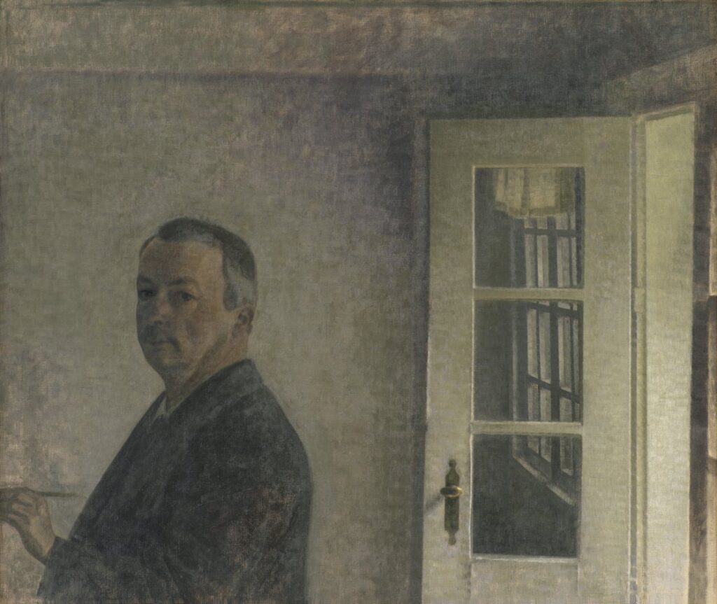Vilhelm Hammershøi. Önarckép. A Spurveskjul vidéki ház Sorgenfriben, Koppenhágától északra, 1911. Dán Nemzeti Galéria, Koppenhága. Statens Kunst Múzeum