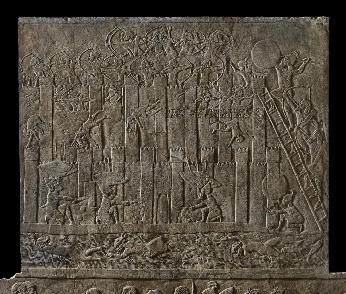 Gipszfali dombormű Hamanu ostromából, ie 645-635. Kr. u., Palau Nord, Ninive (Irak). 1856,0909.17-18. © A British Museum megbízottjai