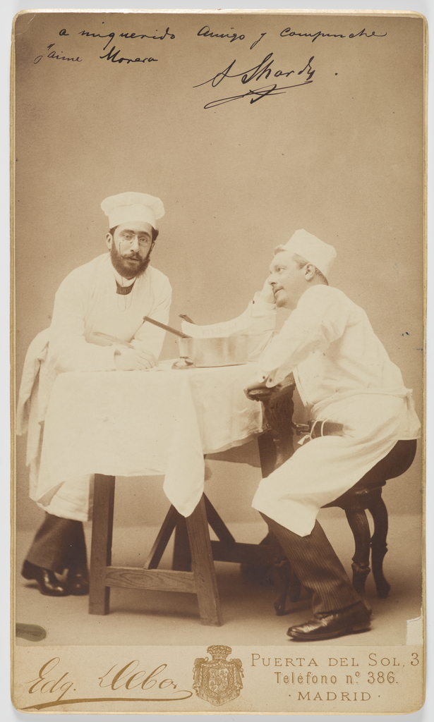 Edgardo Debas. Jaime Morera és Agustín Lhardy festők szakácsként, 1880 körül. Museo Nacional del Prado