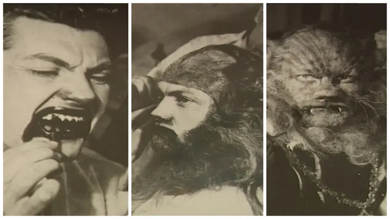 Jean Marais maszkban, sminkelés közben