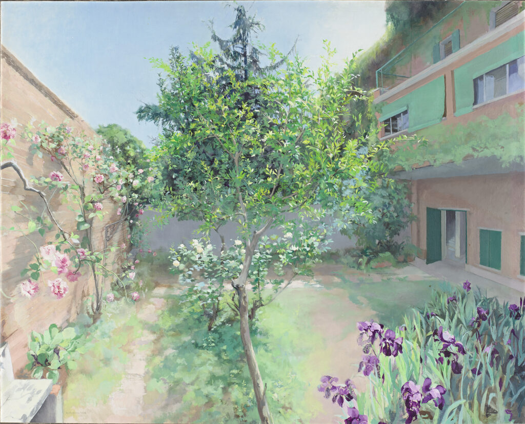 Antonio López és María Moreno. A Plaza de la Infancia kertje, 1995. VEGAP