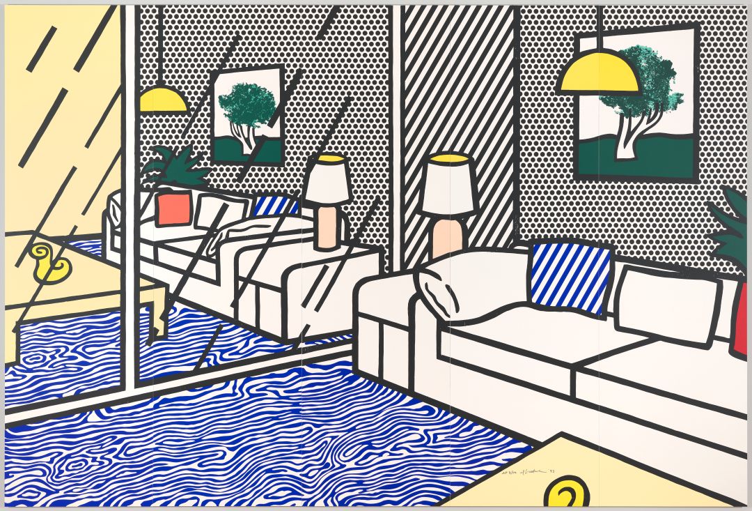 Roy Lichtenstein. Tapéta kék padló belsővel, 1992. © Roy Lichtenstein birtok / 2026, ProLitteris, Zürich