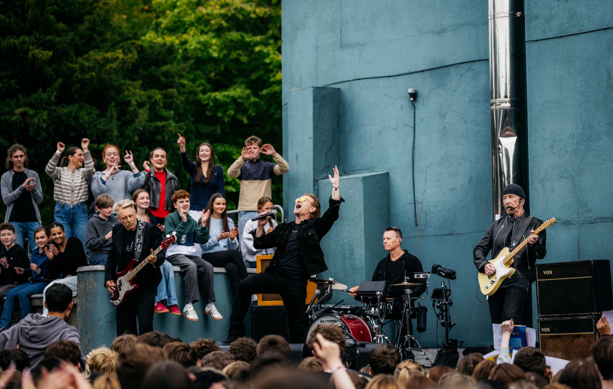 A U2 élőben a dublini Mount Temple-ben, 2026. Köszönetnyilvánítás: Rich Fury