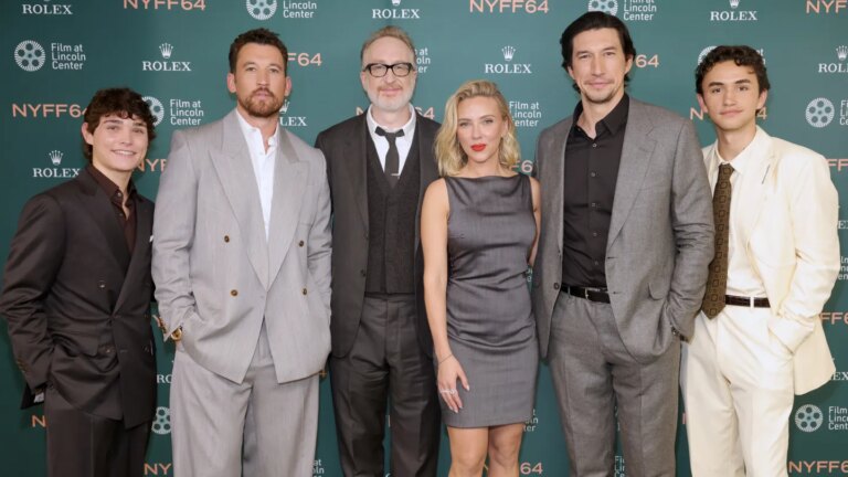 From left: Roman Engel, Miles Teller, James Gray, Scarlett Johansson, Adam Driver and Gavin Goudey ahead of the North American premiere of 