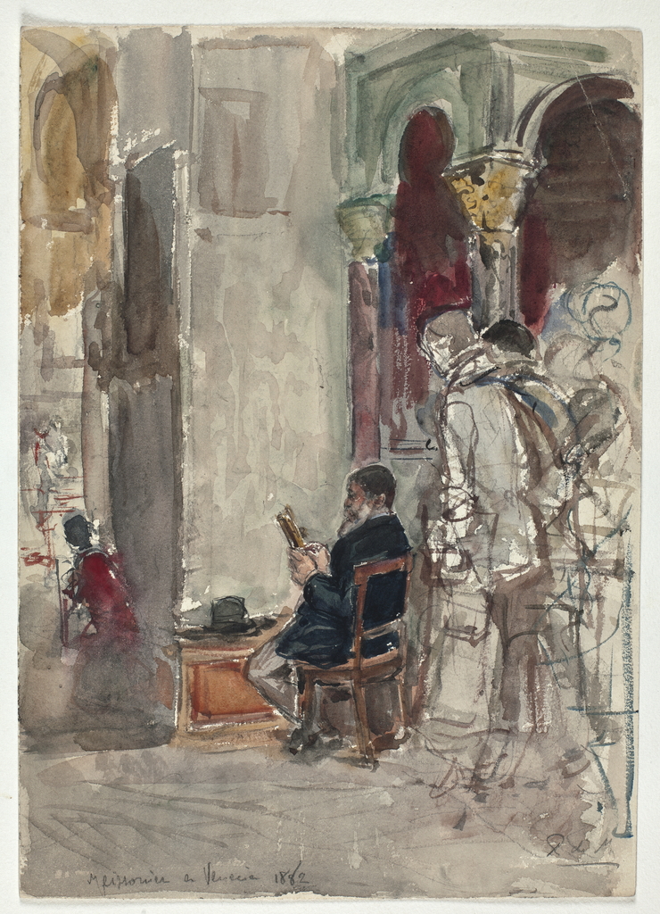 Ricardo de Madrazo. Meissonier festő a velencei San Marcóban, 1882. Museo Nacional del Prado